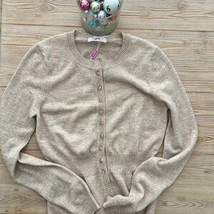 Leggiadro Cashmere Silk Linen Cardigan – Beige Melange (NWT, $995 Retail) | Size